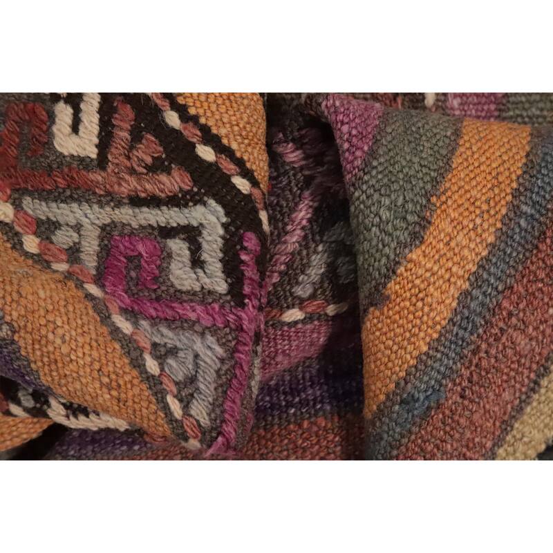 Hand Woven Oriental 100% Wool Carpet Southwestern Tribal Multi-Colored Kilim Area Rug - 8' 6'' X 5' 11''