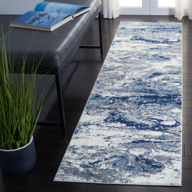 SAFAVIEH Lilypond Zorana Modern Abstract Rug - 2' x 8' Runner - Grey/Blue