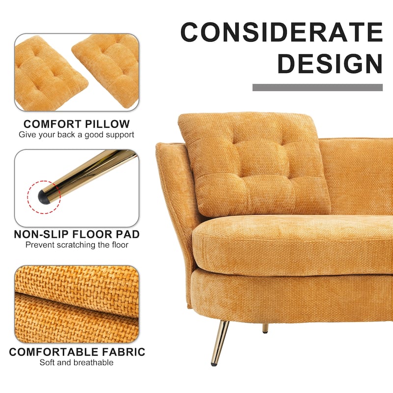 Modern Upholstered Loveseat Sofa with Golden Metal Legs