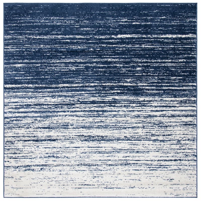 SAFAVIEH Adirondack Vera Modern Ombre Distressed Area Rug - 6'7" Square - Navy/Ivory