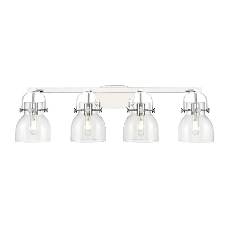 Innovations Lighting 423-4W-10-37 Pilaster II Bell Vanity Pilaster II - Polished Chrome / Clear
