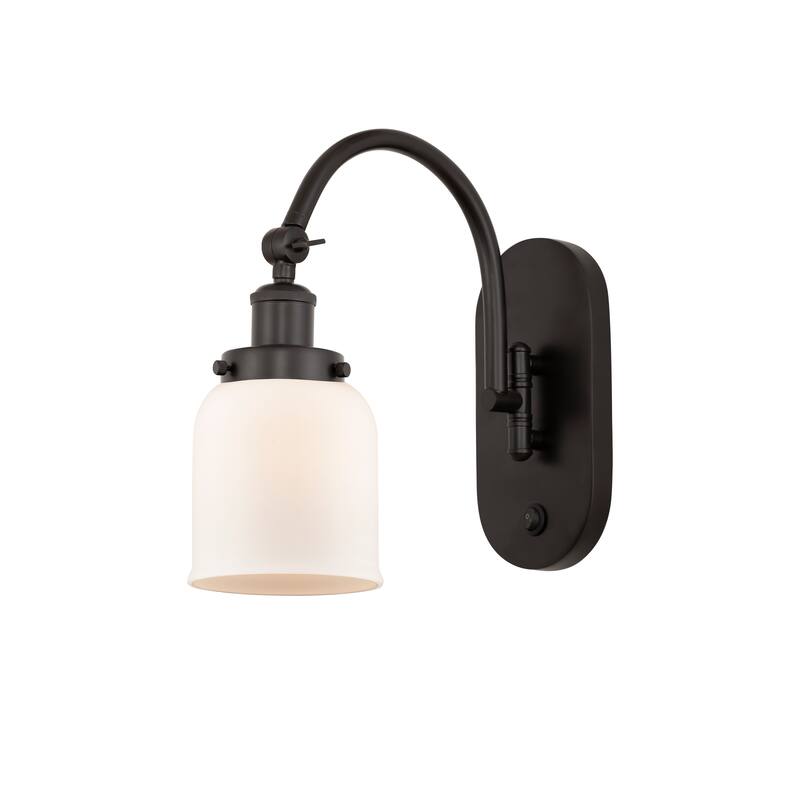 Innovations Lighting Franklin Restoration Bell - 1 Light 5" Sconce - Arm Swivels Side To Side - Oil Rubbed Bronze/Matte White