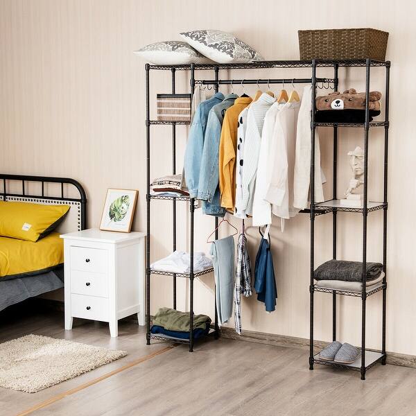 Shop Gymax Expandable Closet Organizer Free Standing Clothes