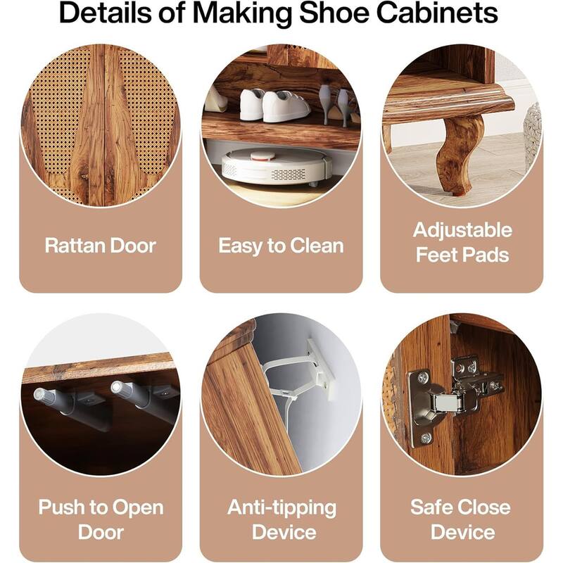 Ventilated Rattan Shoe Cabinet