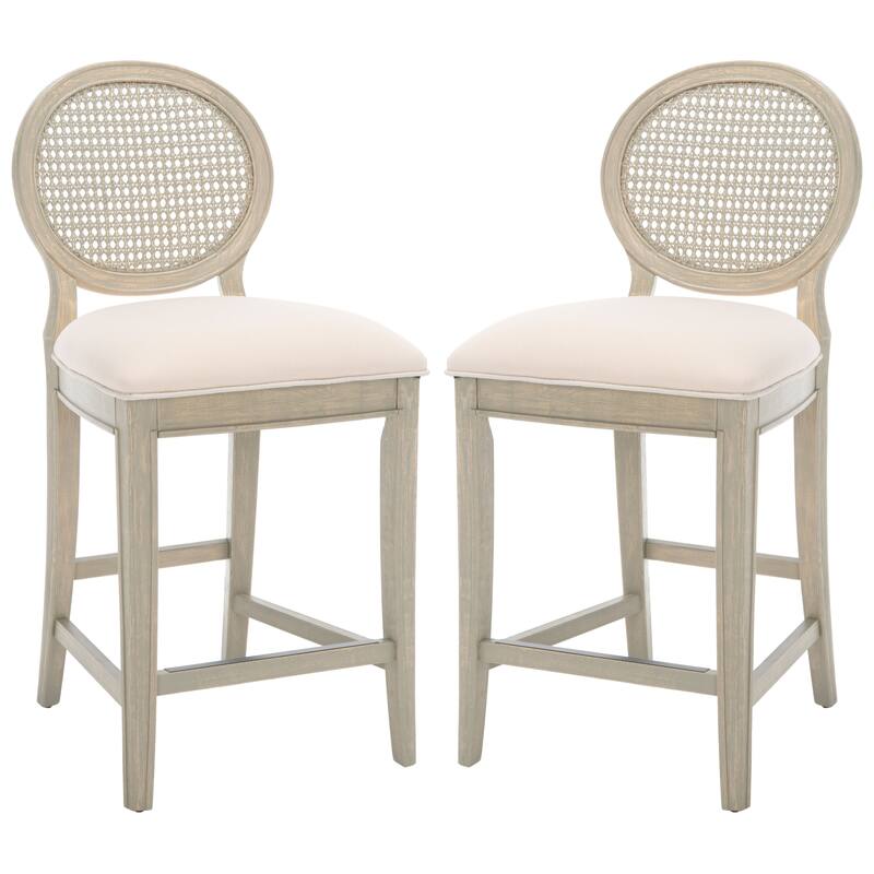 SAFAVIEH Couture Lyuda Rattan Counter Stool (Set of 2) - 19Wx23Dx40H