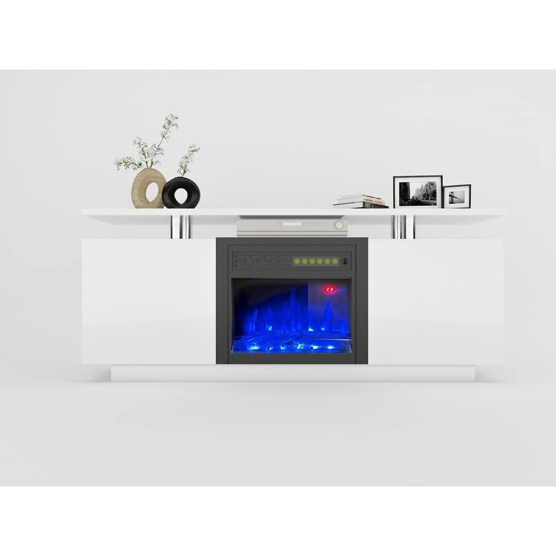 63" TV Stand for TVs up to 70" with Electric Fireplace, LED Entertainment Center
