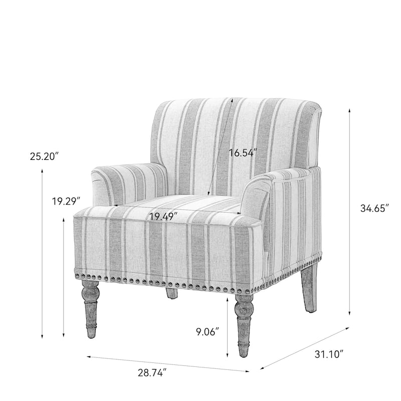 Vintage 29" W Patterned Striped Accent Chairs