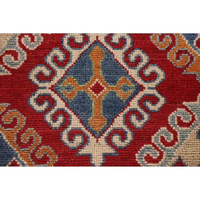 Hand Knotted Oriental 100% Wool Carpet Traditional Geometric Multi-Colored Kazak Runner Rug - 16' 0'' X 2' 5''