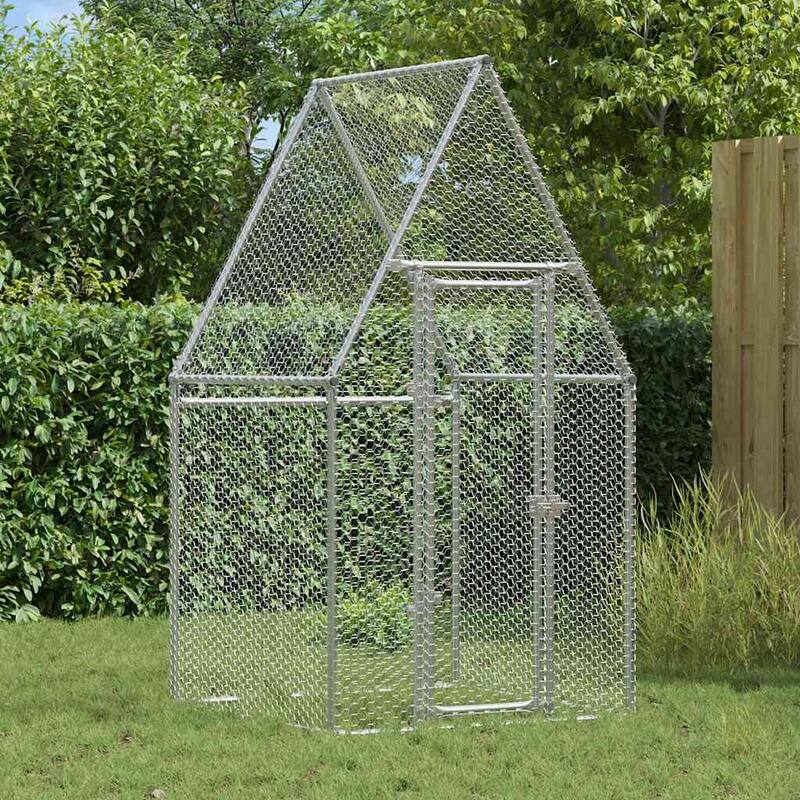 vidaXL Chicken Cage Silver 39.4"/78.7"/157.5"x39.4"x74.8" Galvanized Steel - 39.4" x 39.4" x 74.8"