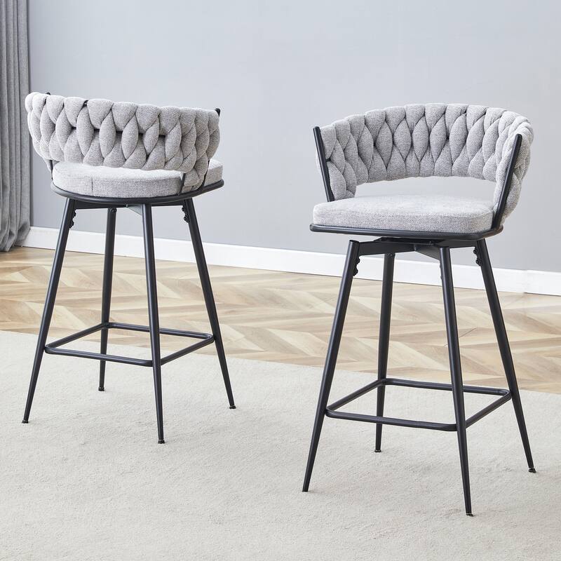 Retro Bar Stools, Swivel Rotating Stools(Set of 2)