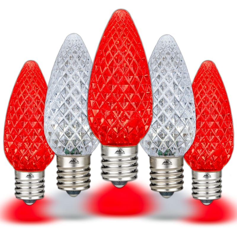 25 Pack C9 LED Outdoor Christmas Replacement Bulbs, C9/E17 Base - Red/Pure White