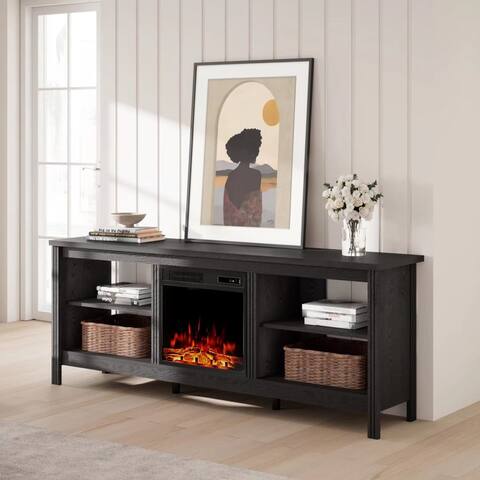 Fireplace TV Stand for 75 inch TV Entertainment Center,Black-70 inch - 73 inches