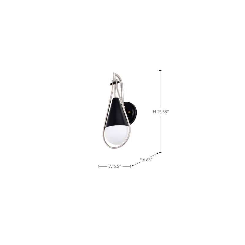 Admiral 1 Light Wall Sconce - Matte Black and Brushed Nickel Finish - White Opal Glass