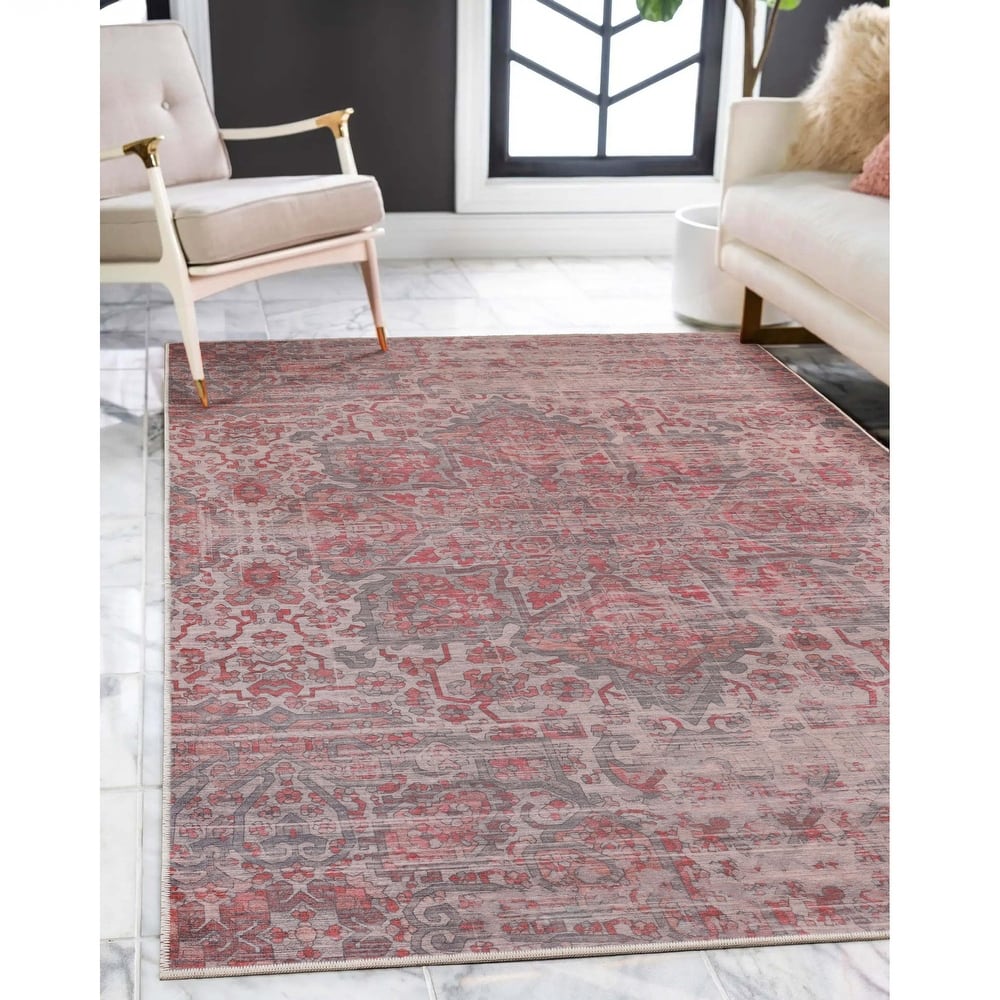 Superior Manakin Vintage Medallion Washable Non-Slip Indoor Area Rug