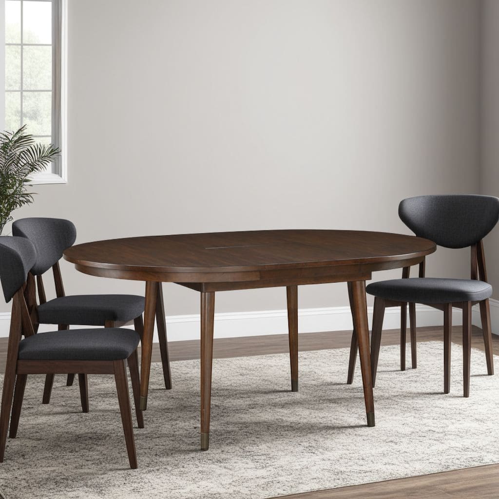 Coly Dining Table with Butterfly Leaf 48-65 Inch Round, Maple Brown