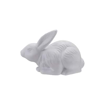 Stoneware Rabbit Shaped Lamp with Inline Switch, Bisque White - 11.5"L x 5.8"W x 7.3"H