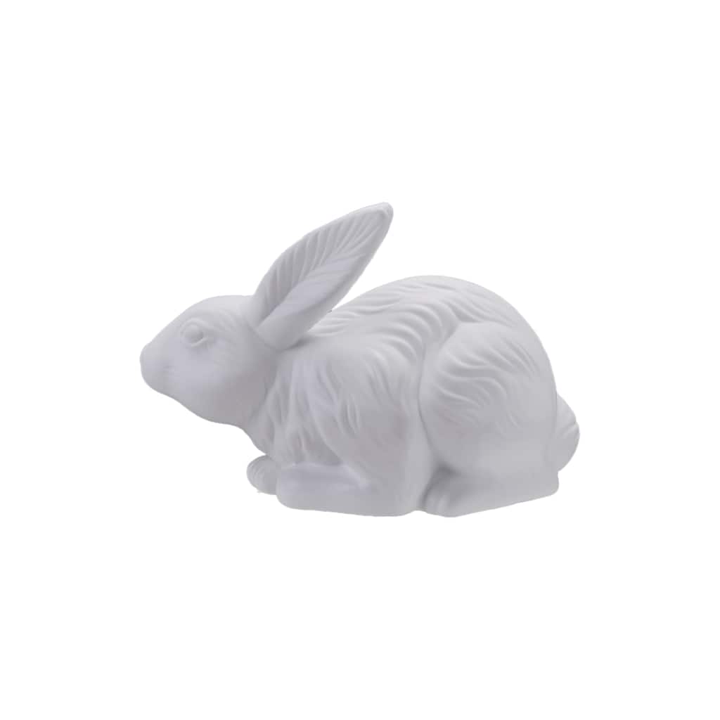 Stoneware Rabbit Shaped Lamp with Inline Switch, Bisque White - 11.5"L x 5.8"W x 7.3"H