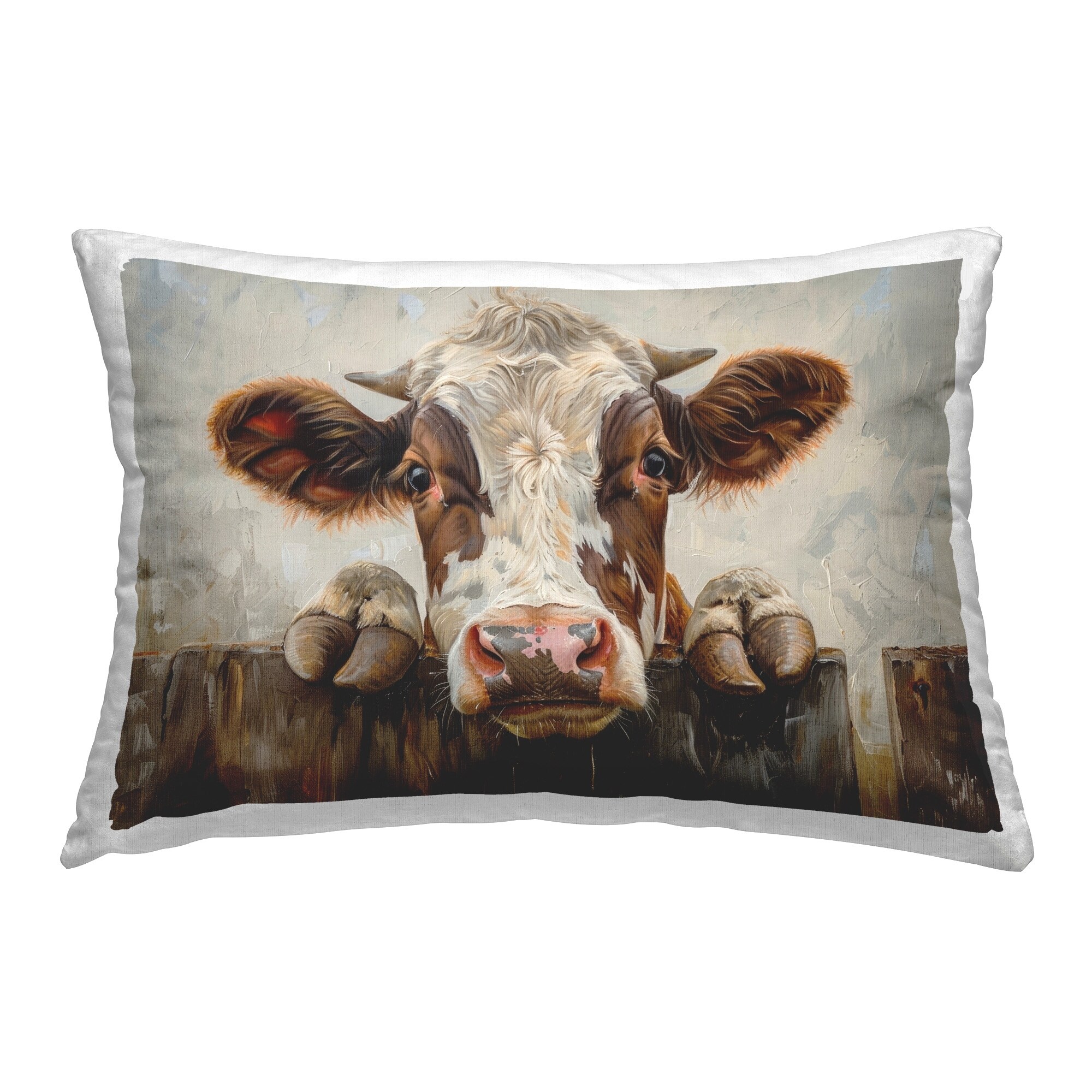 Stupell Cow On Fence Decorative Printed Throw Pillow Design by Petals Prints Design