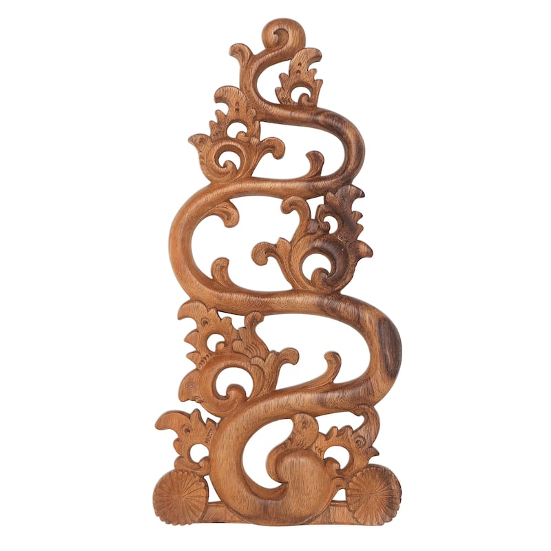 Novica Handmade Balinese Fire Wood Relief Panel