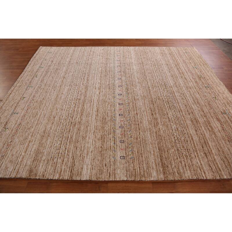 Hand Knotted Oriental 100% Wool Carpet Tribal Tribal Brown Gabbeh Area Rug - 9' 5'' X 8' 0''