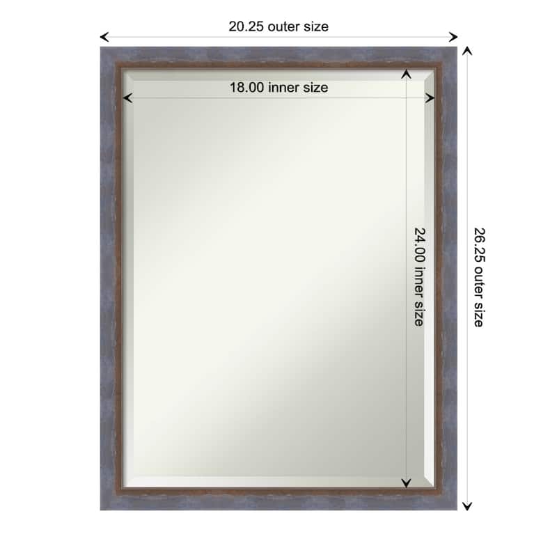 Two Tone Beveled Wood Framed Wall Mirror - Two Tone Blue Copper - Glass Size 18x24