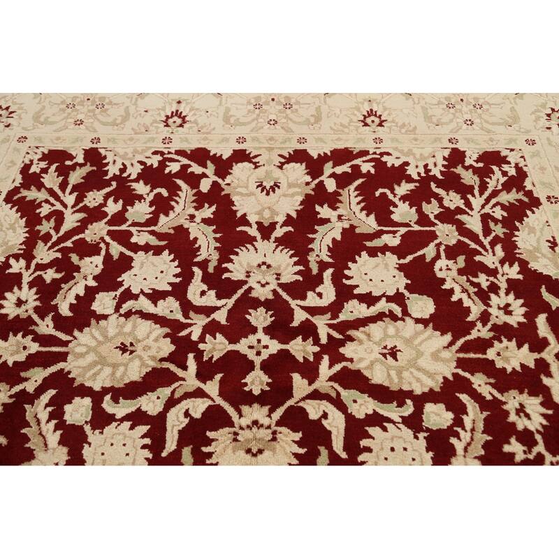 Vegetable Dye Floral Agra Oriental Area Rug Hand-knotted Wool Carpet - 7'1" x 7'1" Square