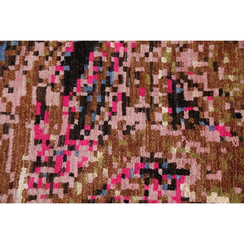 Wool/ Silk Artistic Modern Abstract Oriental Runner Rug Hand-knotted - 2'8" x 10'0"