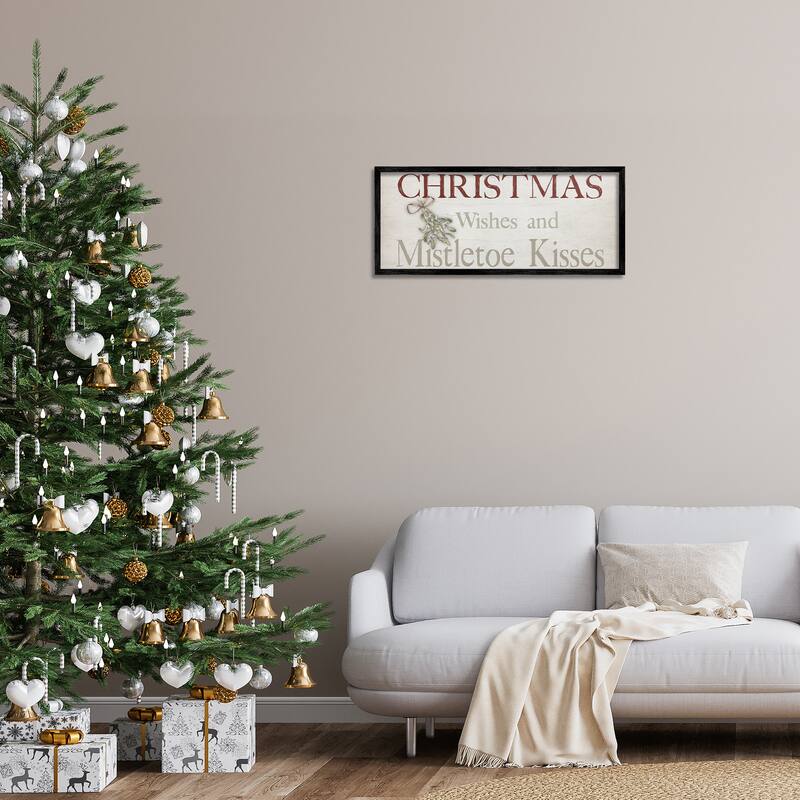 Stupell Christmas Wishes & Mistletoe Kisses Framed Giclee Art Design By Susie Boyer