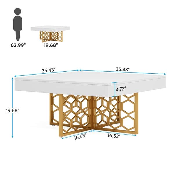 35-inch Square Coffee Table with Metal Legs for Living Room - Bed Bath ...
