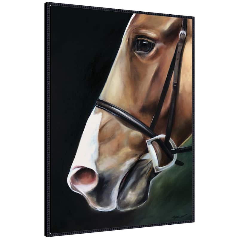 Kate and Laurel Chestnut Horse by Mary Sparrow Framed Canvas Wall Art Print - 32x42