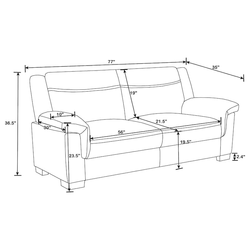 Arabella Leatherette Upholstered Padded Arm Sofa