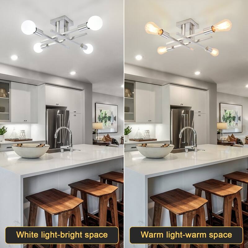 4-Light Modern Semi-Flush Mount Light for Kitchen Bedroom Living Room