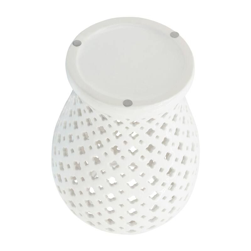 Modern Decorative Jar with Glossy Ceramic and Pierced Cutout Desig