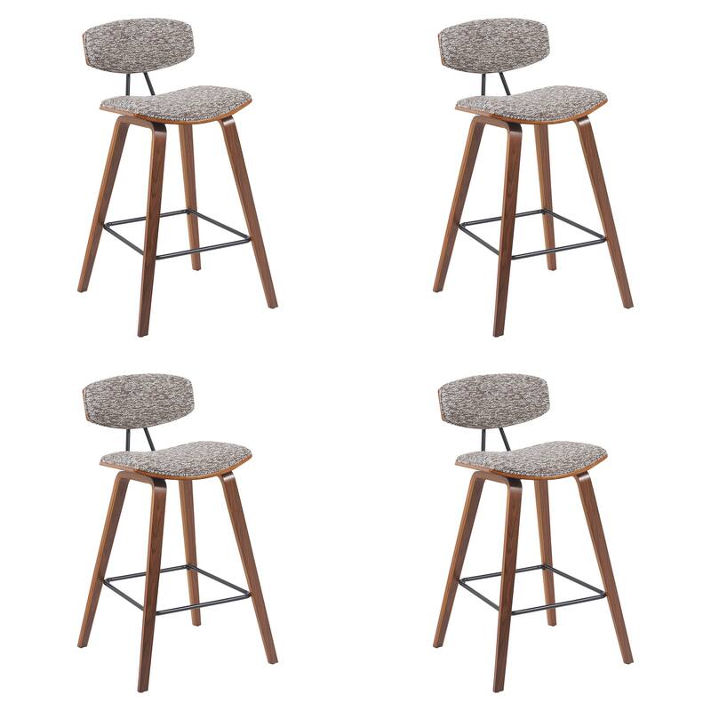 Fox Mid-Century Bar Stool, Upholstered Counter Height Chair with Bentwood Legs