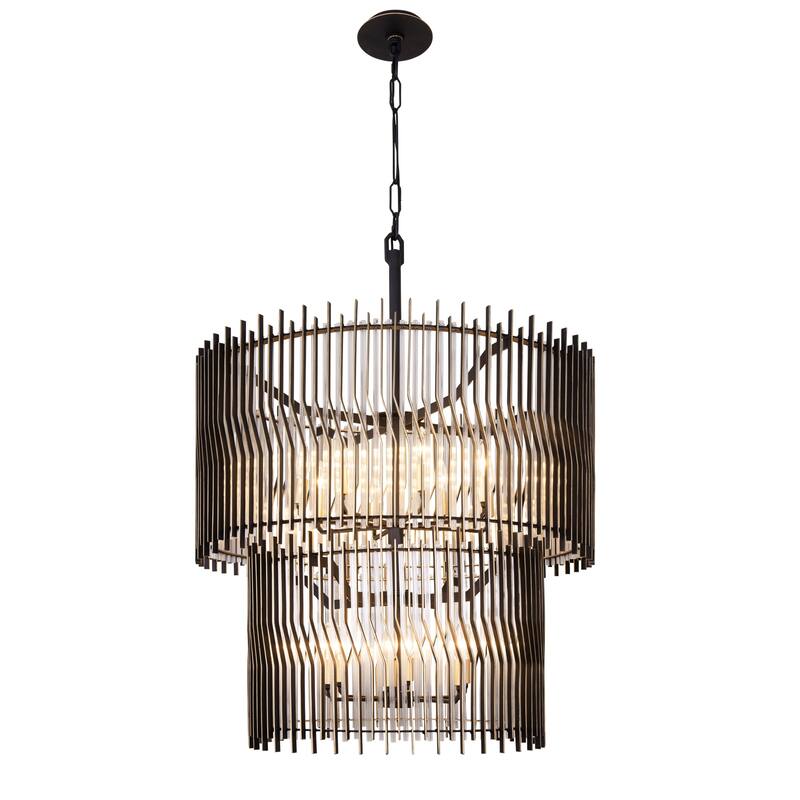 Varaluz Park Row 2-Tier Chandelier - Matte Black/French Gold