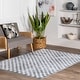 preview thumbnail 1 of 10, Nuloom Ashanti SpinClean Vintage Checkers Machine Washable Area Rug 4' x 6' - Slate Blue - Rectangle
