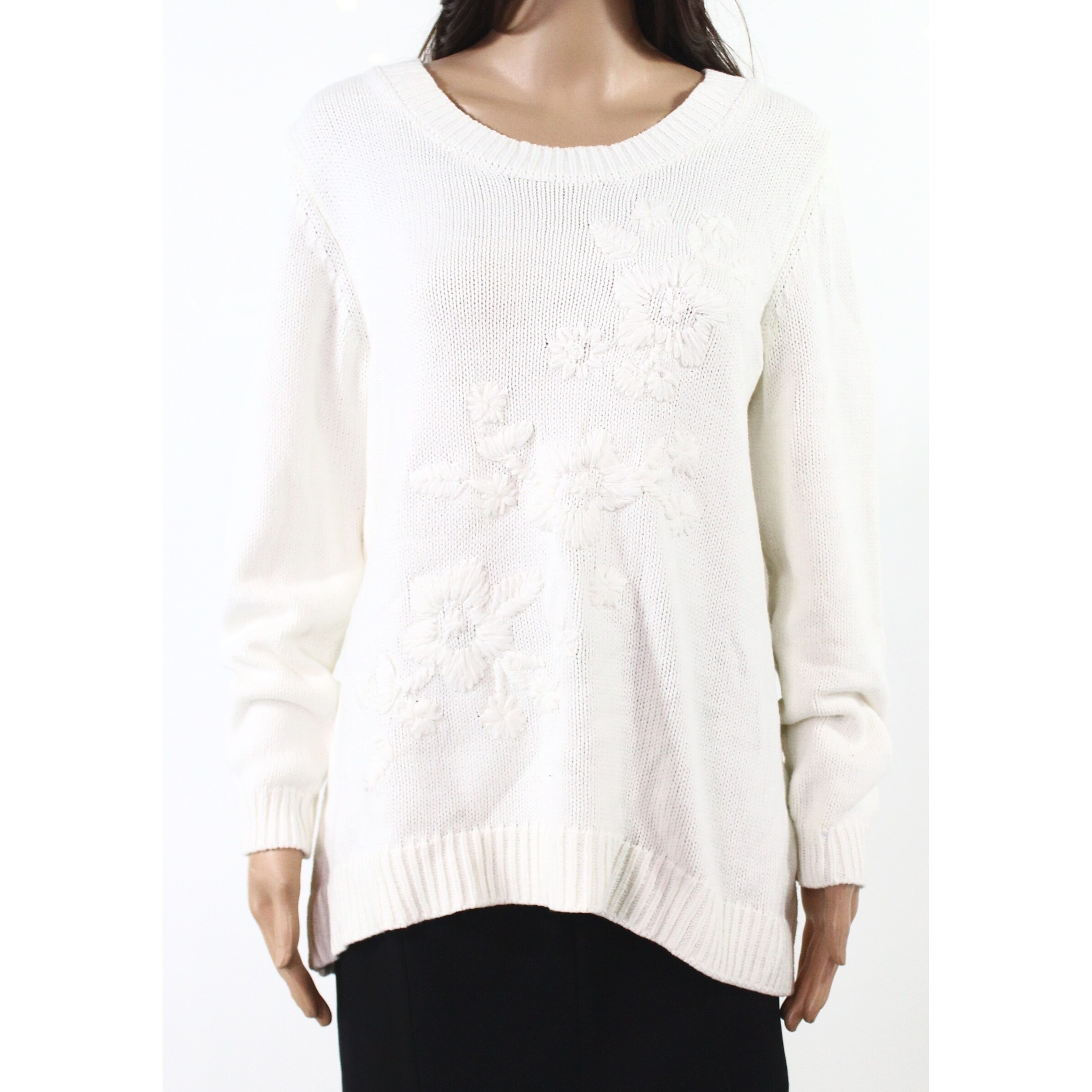 Shop Style Co Womens Sweater Winter White Size 1x Plus Pullover