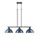 preview thumbnail 2 of 1, Yep by Golden Lighting Duncan 3-light Island Light in Matte Black and Navy Blue shade