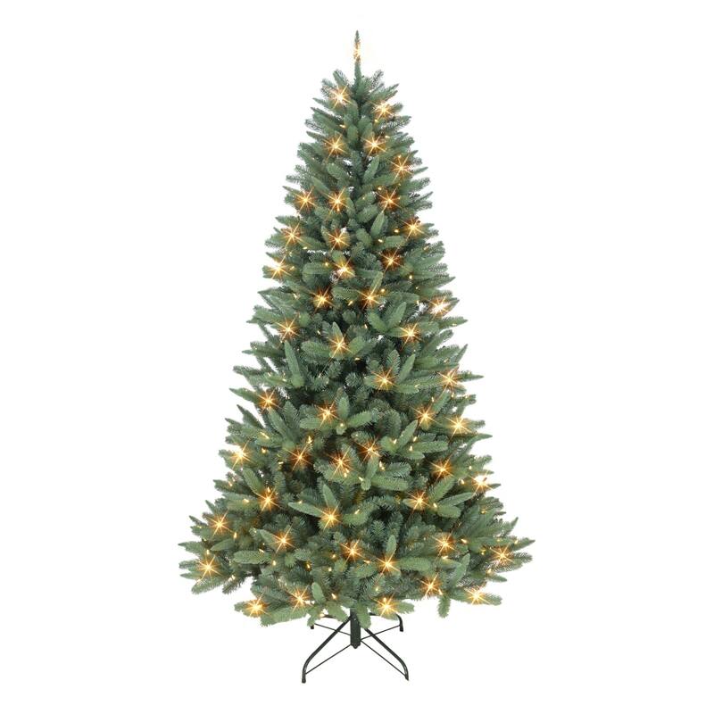 7.5' LED Monterey Spruce Artificial Christmas Tree, Warm White Lights - 7.5 Foot