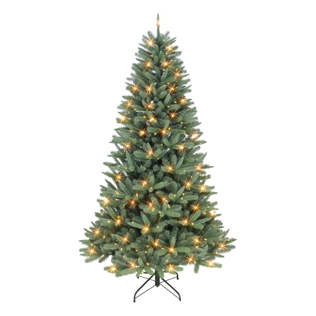 7.5' LED Monterey Spruce Artificial Christmas Tree, Warm White Lights - 7.5 Foot