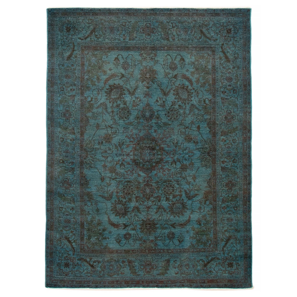 ECARPETGALLERY Hand-knotted Vibrance Dark Blue Wool Rug - 6'2 x 8'7