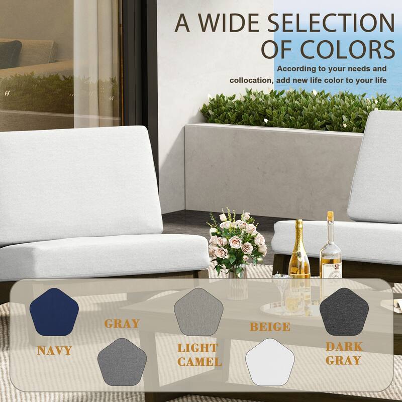 Outdoor Furniture Wood Armless Loveseat Sofa With Cushion