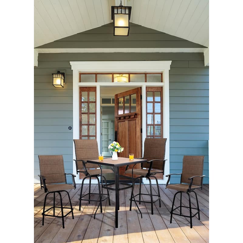 5-Piece All-Weather Swivel Outdoor Dining Set with 4 bar stools