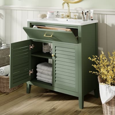 MERAX 30-Inch Bathroom Vanity with Ceramic Sink and one Flip Drawer