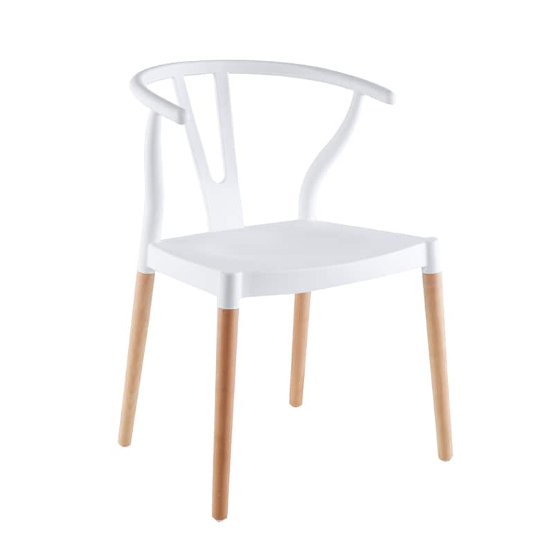 Porthos Home Lyra Plastic Dining Chairs with Beechwood Legs, Set of 2