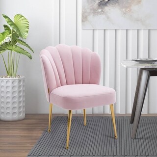 Clihome Modern Seashell Design Velvet Side Chair