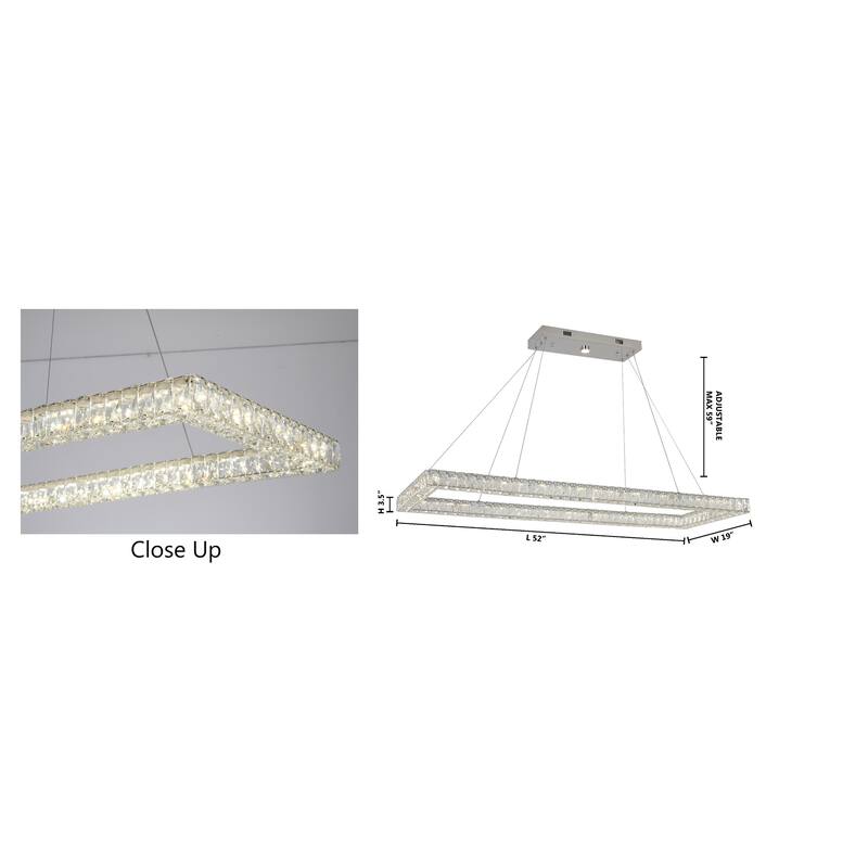 4-Light Chrome LED Chandelier With Clear Crystal Accents