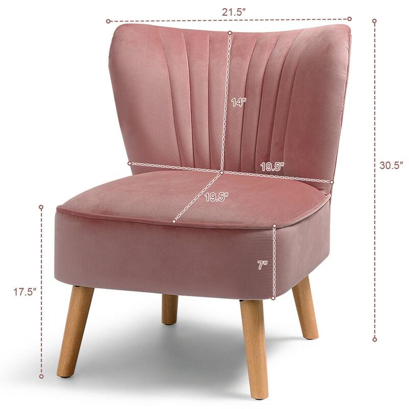 Gymax 2pcs Accent Chairs & End Table Set Armless Velvet Sofa & Round - See Details