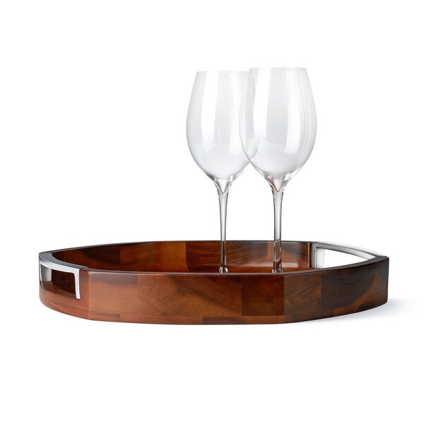 Nambe Rivet Wood Handled Tray - 15.75
