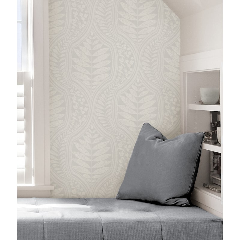 Scott Living Foliate Grey Peel and Stick Wallpaper